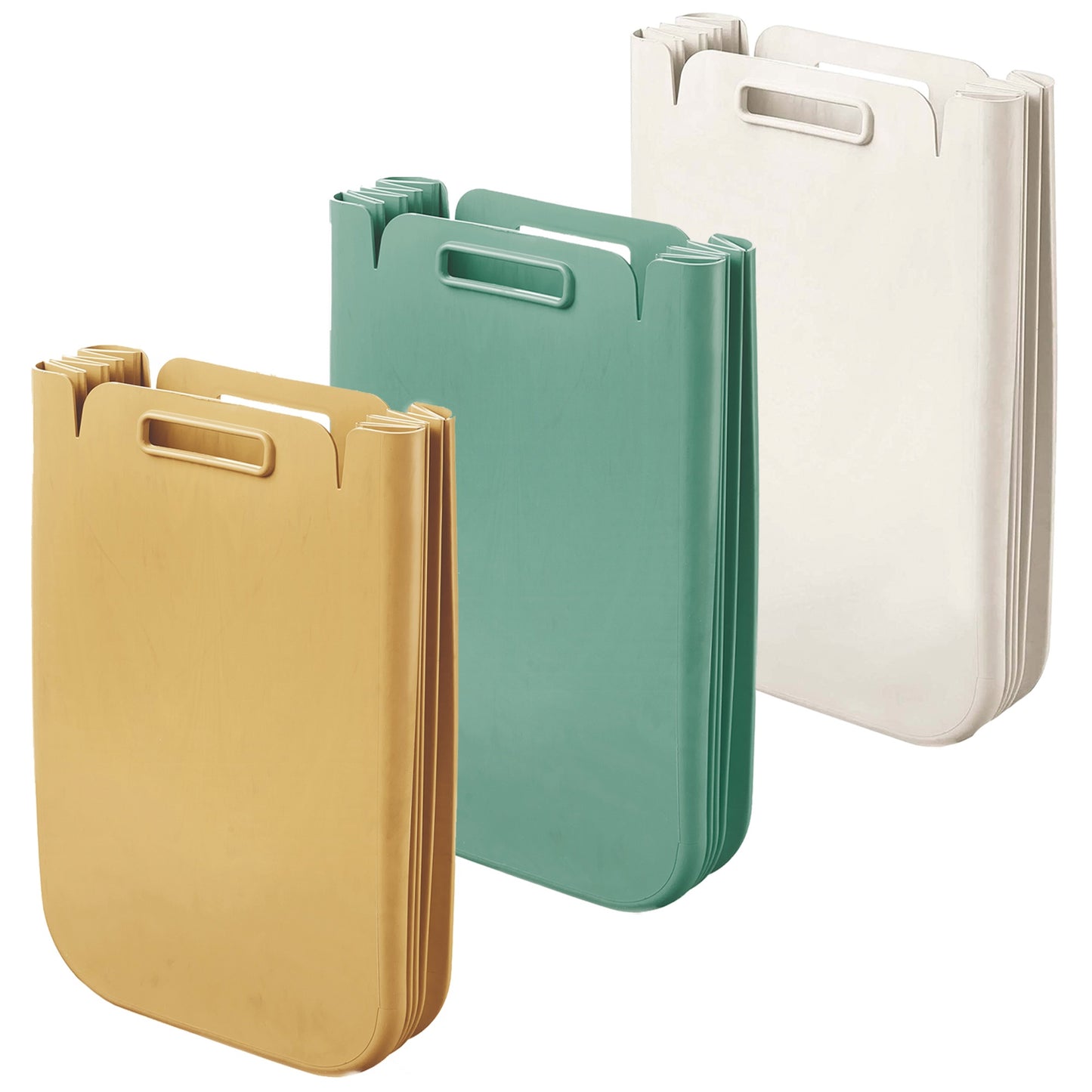 Set De 3x Contenedor Multiusos Plegable 25 Litros C/uno (75l Totales), En Plástico Reciclado, 45x30 Cms, En Color_0