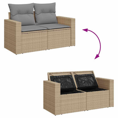 Set De Sofás De Jardín Con Cojines 9 Pzas Ratán Sintético Beige / Vetonek_2