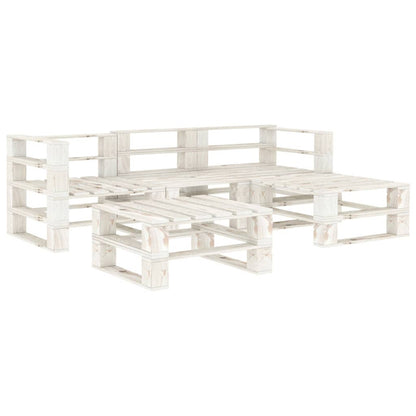 Vidaxl Juego De Muebles De Palets Para Jardín 5 Piezas Madera Blanco_0