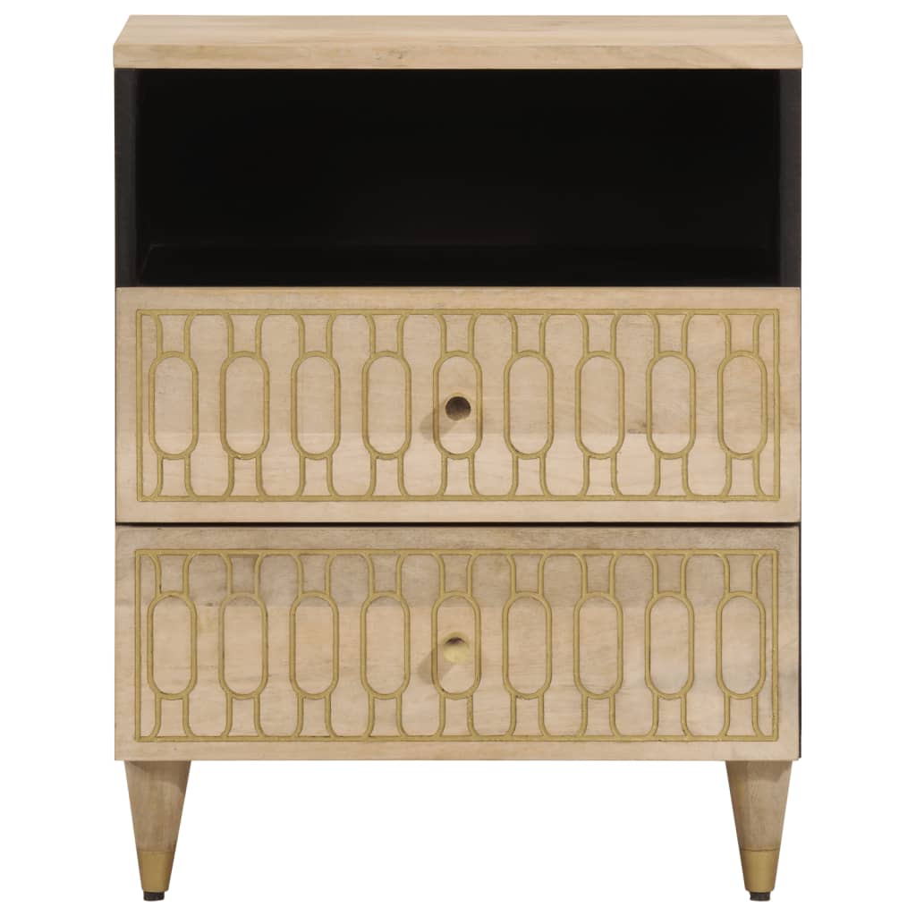 Mesita De Noche Madera Maciza De Mango 50x33x60 Cm_1