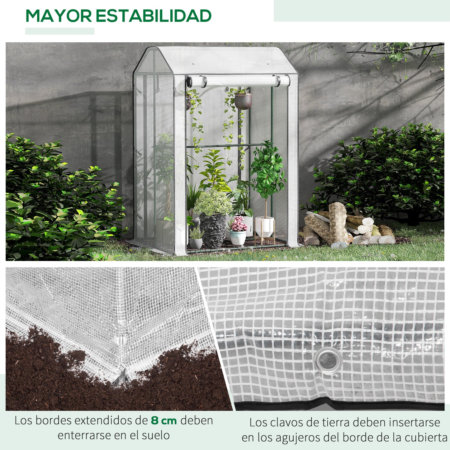 Outsunny Invernadero Jardín Con 2 Puertas Y 8 Ventilaciones Para Cultivo Plantas_5