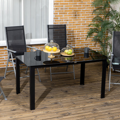 Outsunny Mesa De Jardín Rectangular Para 6 Personas 150x90x74 Cm Negro_1