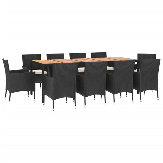 Vidaxl Set De Comedor Jardín 11 Pzas Con Cojines Ratán Sintético Negro_0