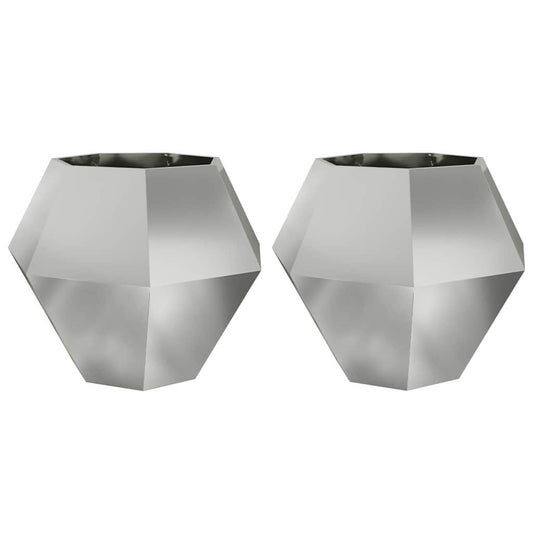 Jardinera 2 Pcs Plateado 100 X 100 X 80 Cm Acero Galvanizado_0