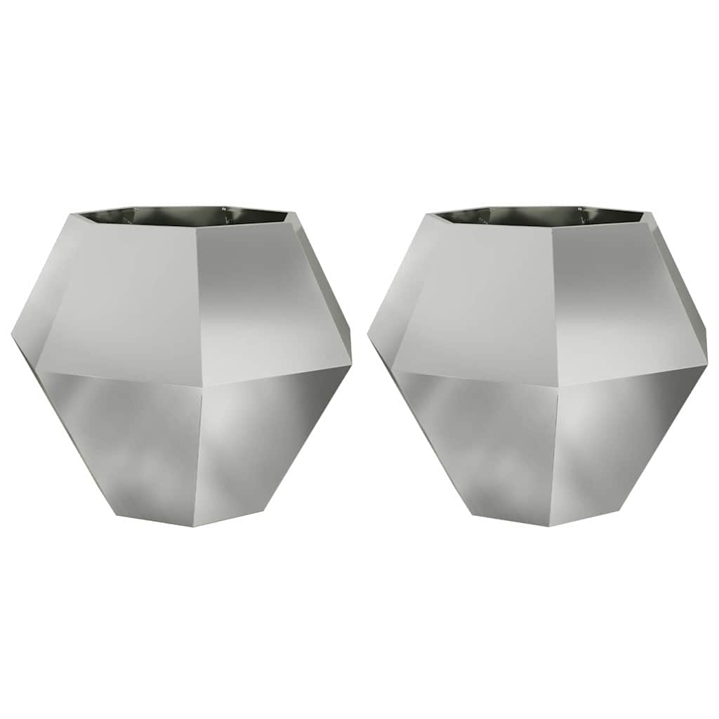 Jardinera 2 Uds. Plateado 100 X 100 X 80 Cm Acero Galvanizado_0