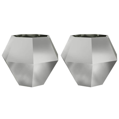 Jardinera 2 Uds. Plateado 100 X 100 X 80 Cm Acero Galvanizado_0