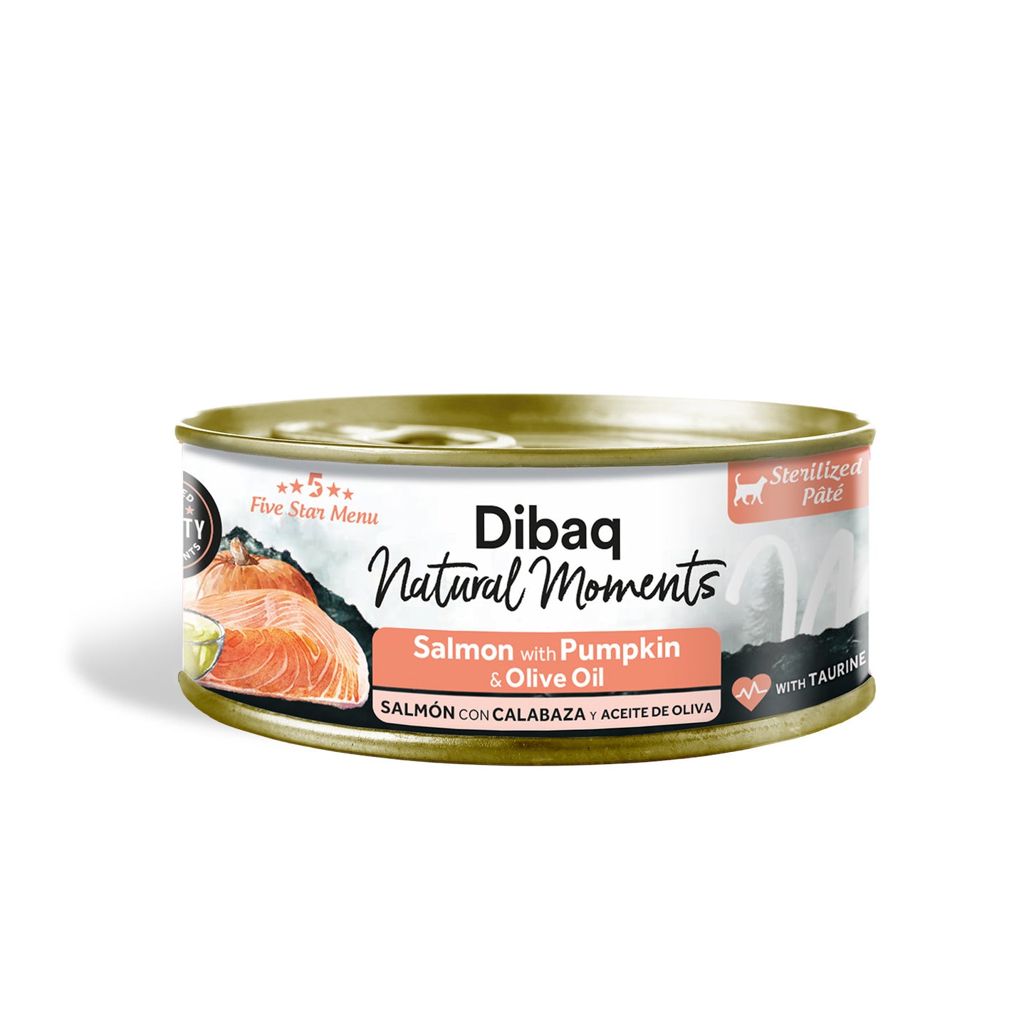 Dibaq Natural Moments 5 Star Esterilizados Salmón Con Calabaza, 12 Latas X 70gr_1