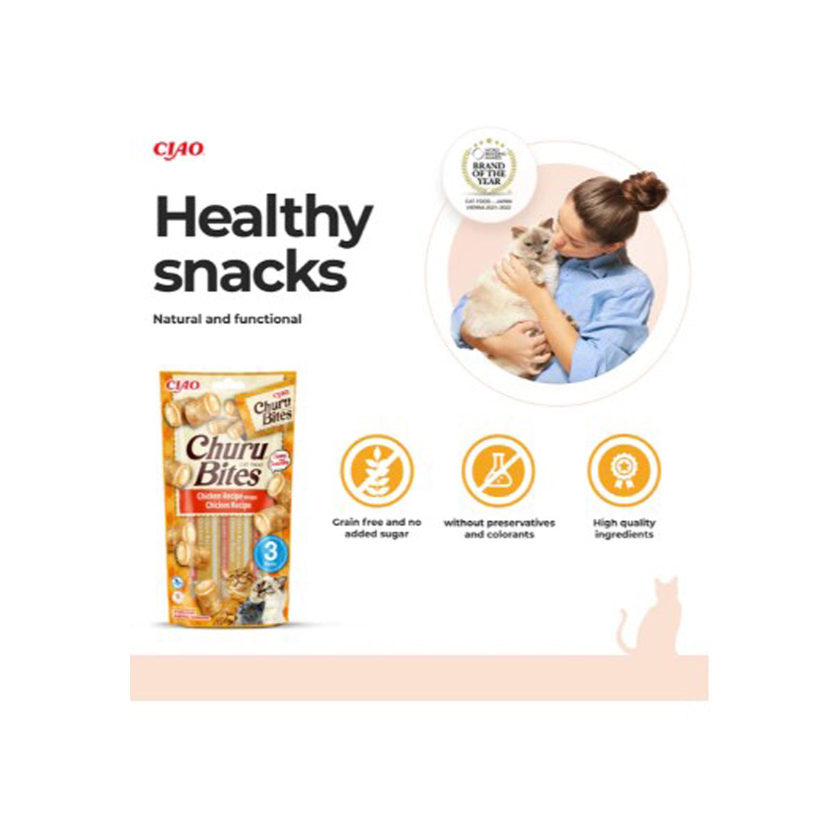 Churu Cat Bites Receita de Frango Petisco para Gatos 30g