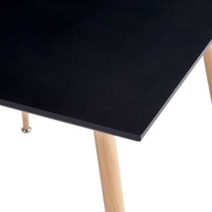 Mesa De Comedor Mdf Negro Y Color Roble 80,5x80,5x73 Cm_1