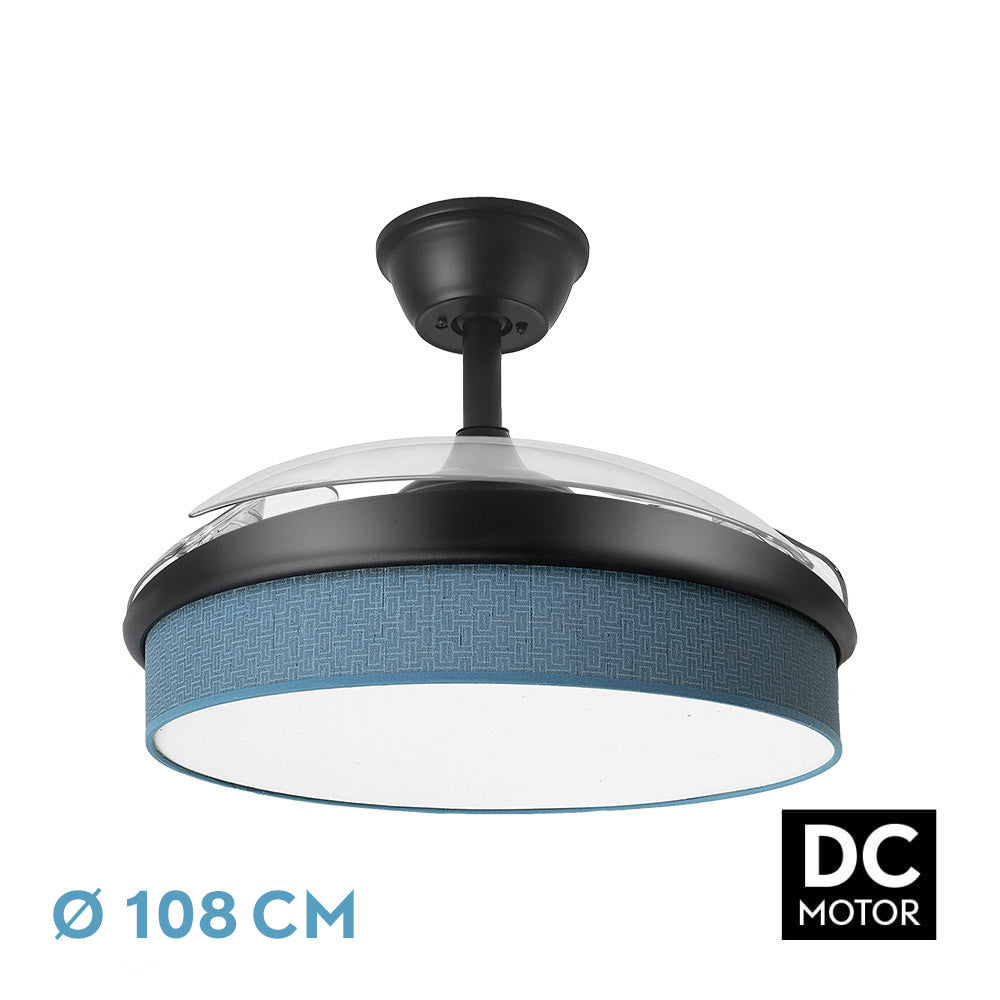 Ventilador Dc Moda 72w Negro/azul 108d 3aspas 7200lm 3000k,4000k,6000k, Remoto+memoria+temporizador_0