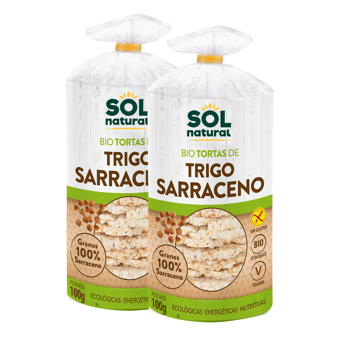 Embalagem de 2 panquecas de trigo sarraceno biológica sem glúten Sol Natural 100 g