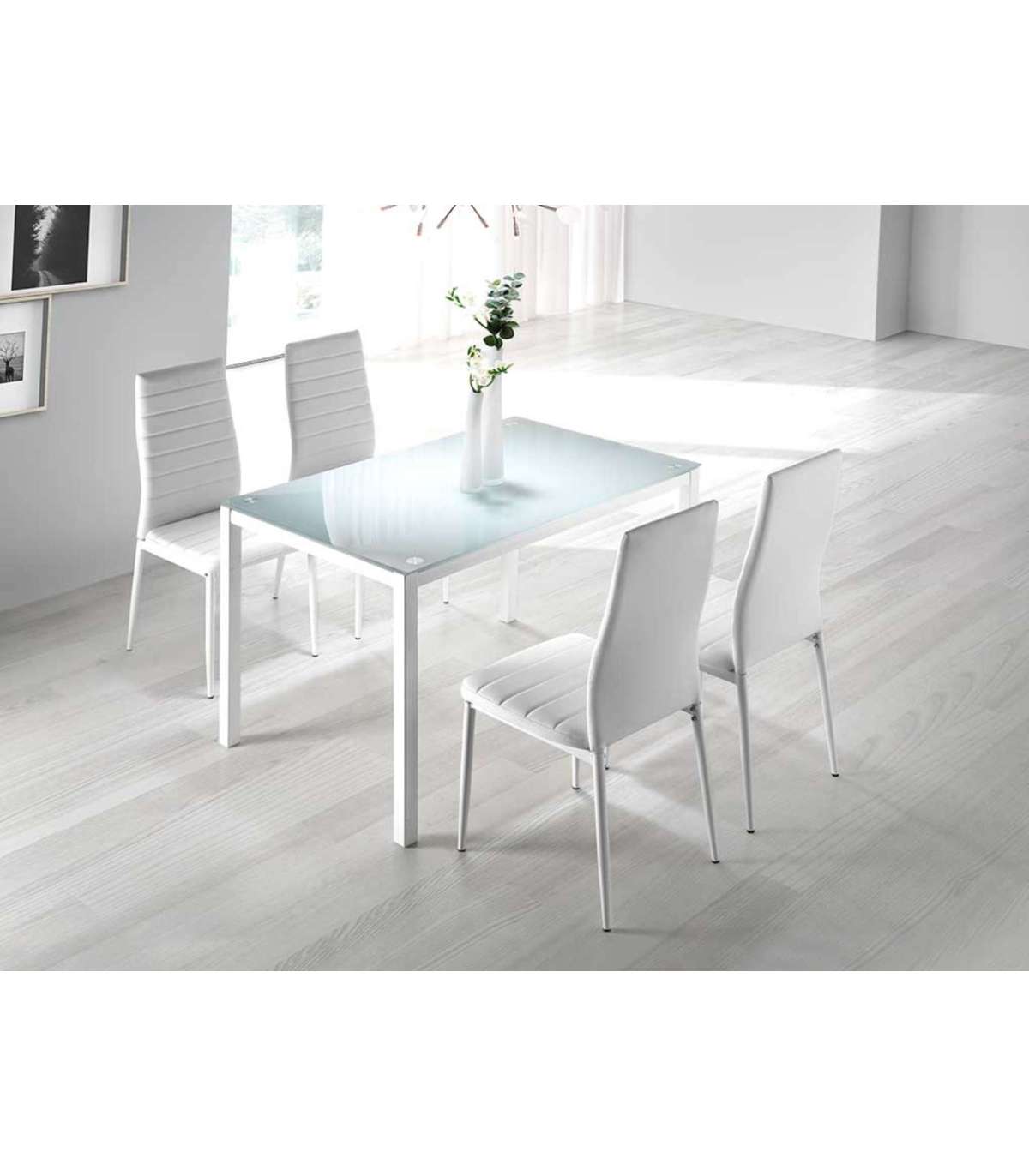 Conjunto Mesa Y 4 Sillas Alma En Blanco._0