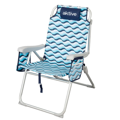 Aktive Silla De Playa Xl Plegable De Aluminio 5 Posiciones Con Asas Mochila Aruba_0