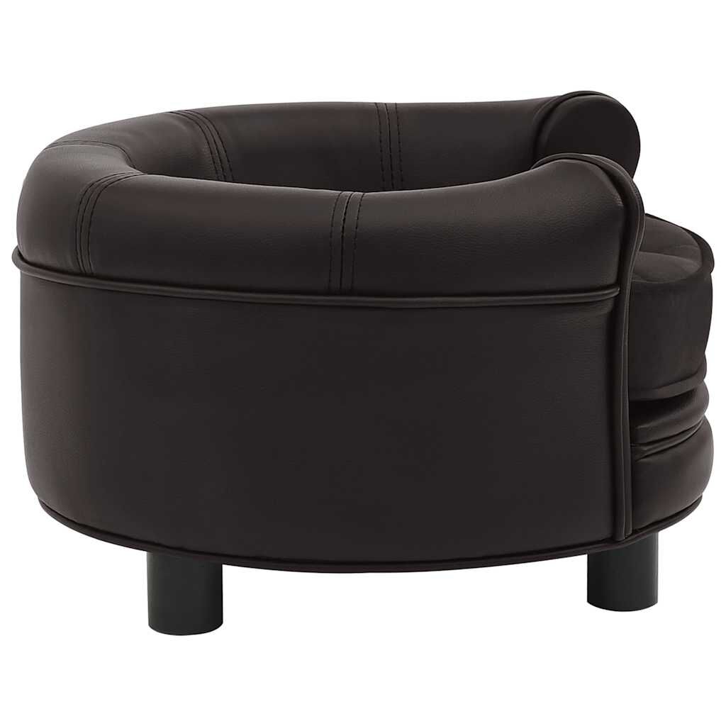 Vidaxl Sofá Para Perros Felpa Y Cuero Sintético Marrón 48x48x32 Cm_3