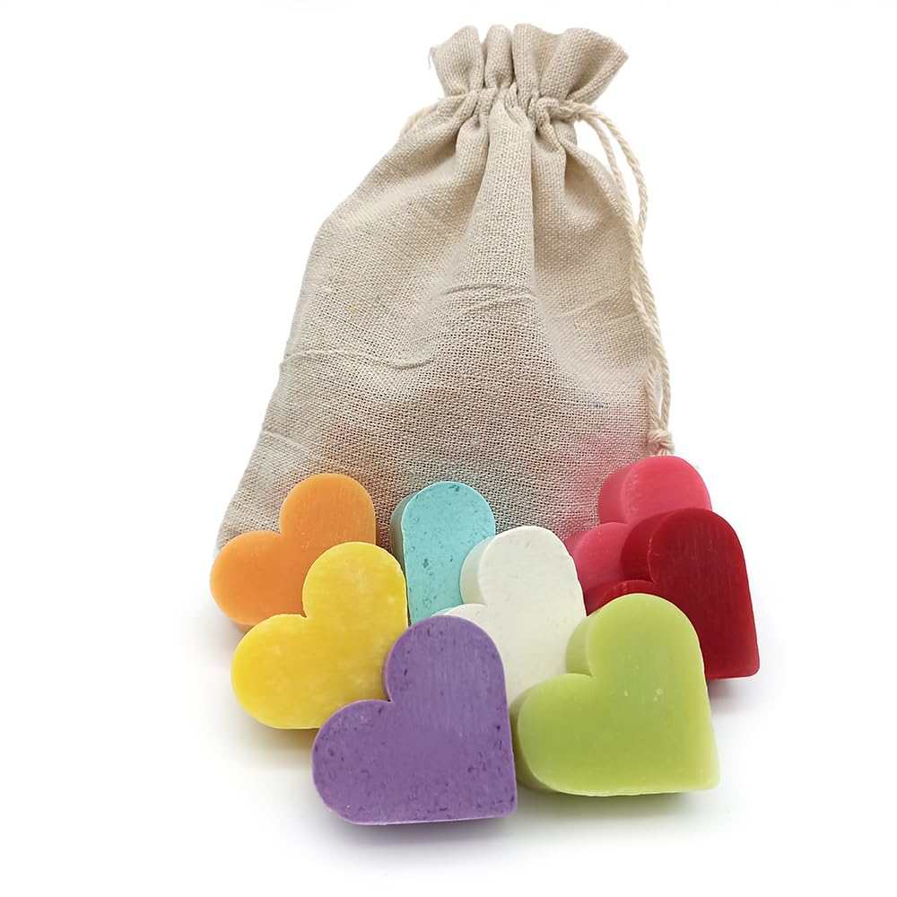 Bolsa Yute Con 5 Jabones Para Invitados - Aroma Té Verde - Jabón Glicerina Con Forma De Corazón - Detalle Para Invitados_4
