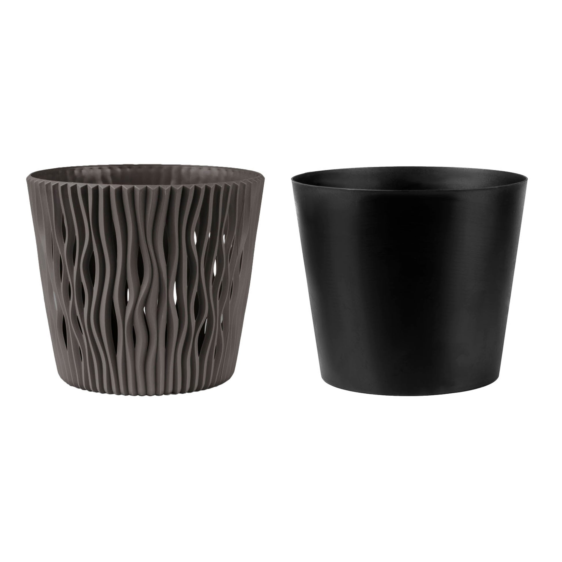 Maceta Redonda De Plastico Sandy Round En Color Antracita 12 (largo) X 12 (ancho) X 11,1 (alto) Cm_2
