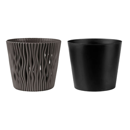 Maceta Redonda De Plastico Sandy Round En Color Antracita 15,8 (largo) X 15,8 (ancho) X 13,8 (alto) Cm_2