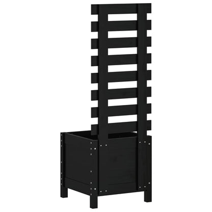 Jardinera Con Estantería Madera Maciza Pino Negro 39x39,5x114cm_3