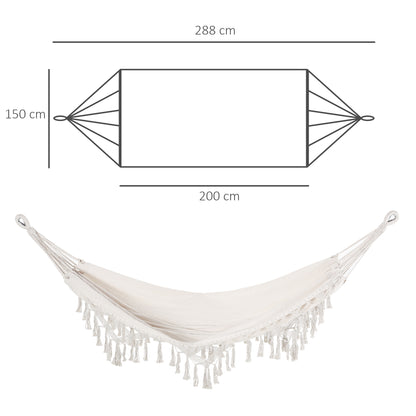 Outsunny Hamaca Colgante 288x150 Cm Con Bolsa De Transporte Carga 120 Kg Crema_2