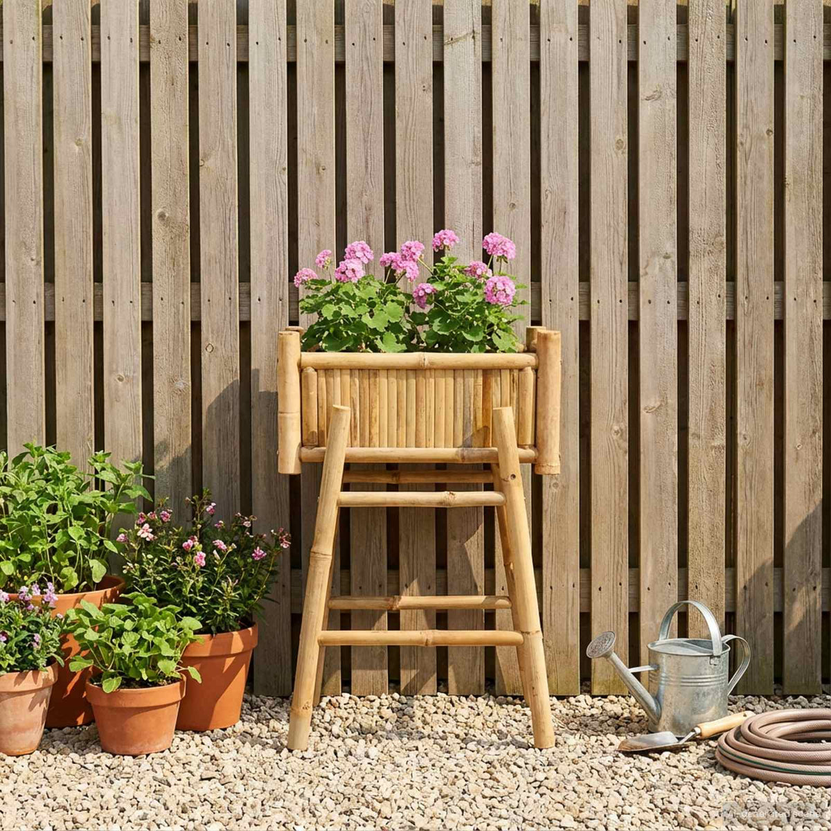 Jardín Macetero Con Soporte Natural 50 X 38 X 74 Cm Bambú_2