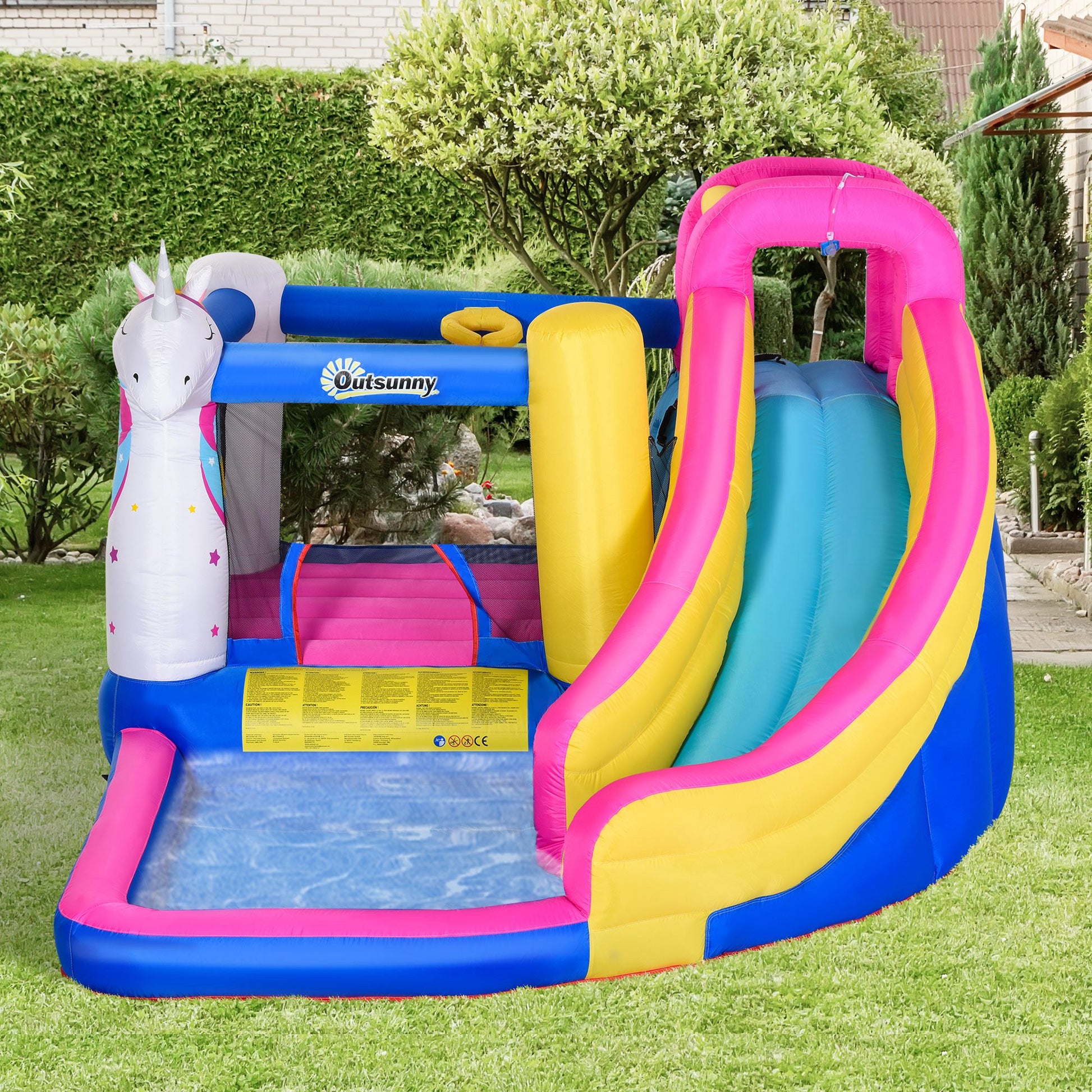 Outsunny Castillo Hinchable Infantil Con Tobogán Inflador 360x305x210 Cm Multi_1