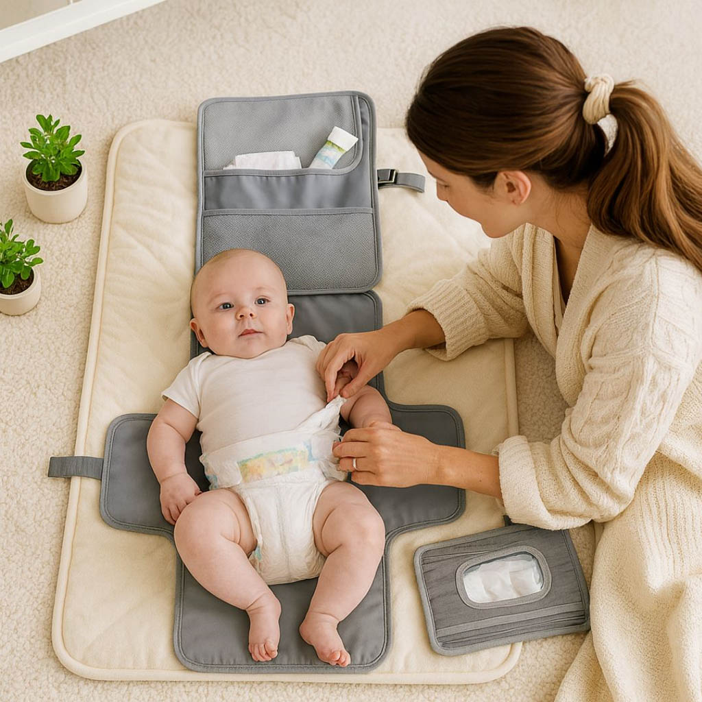 Bathby | Cambiador Portátil Y Plegable Para Bebé, Color Gris_3