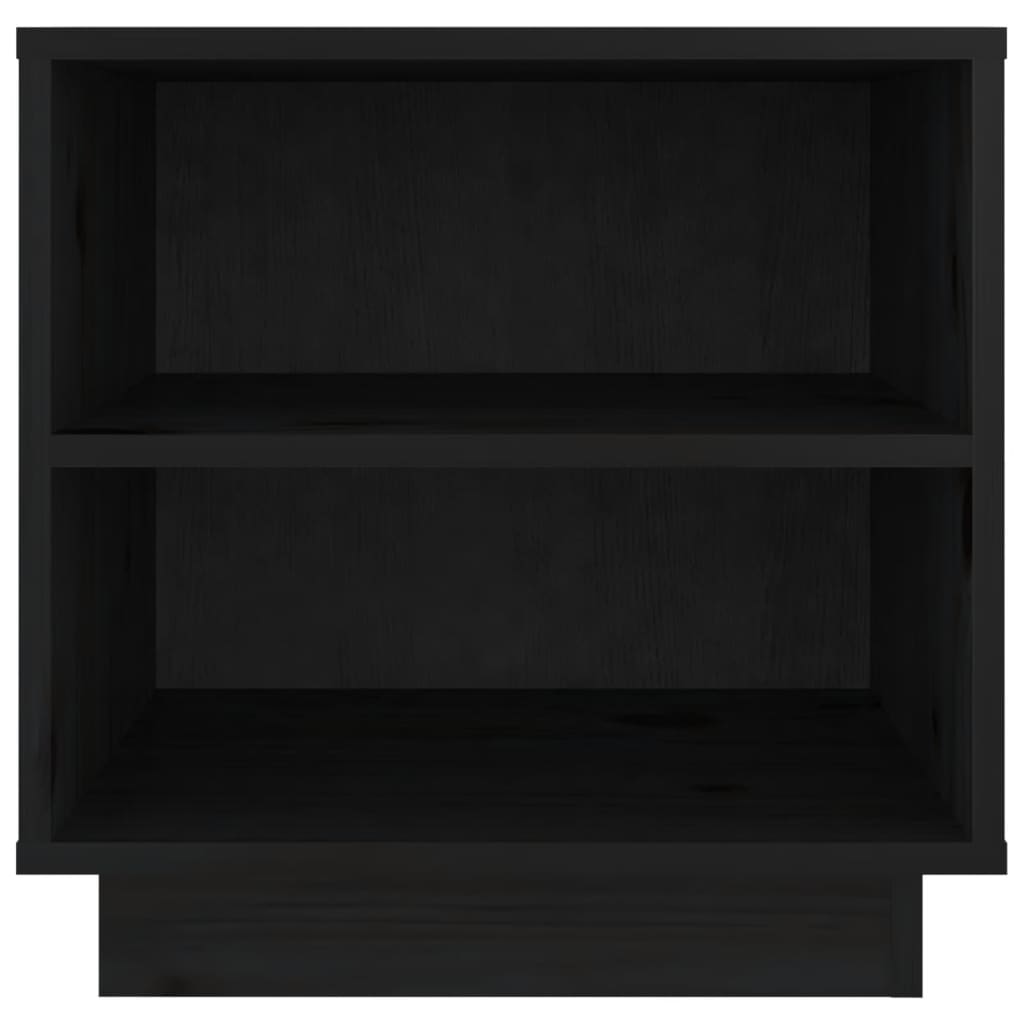 Mesita De Noche De Madera Maciza De Pino Negro 40x34x40 Cm_3