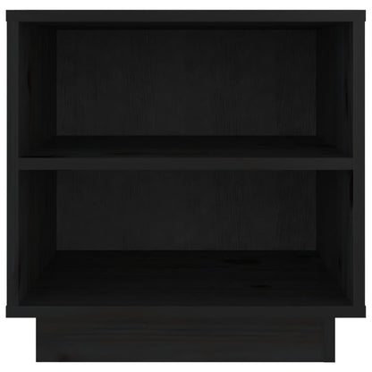 Mesita De Noche De Madera Maciza De Pino Negro 40x34x40 Cm_3
