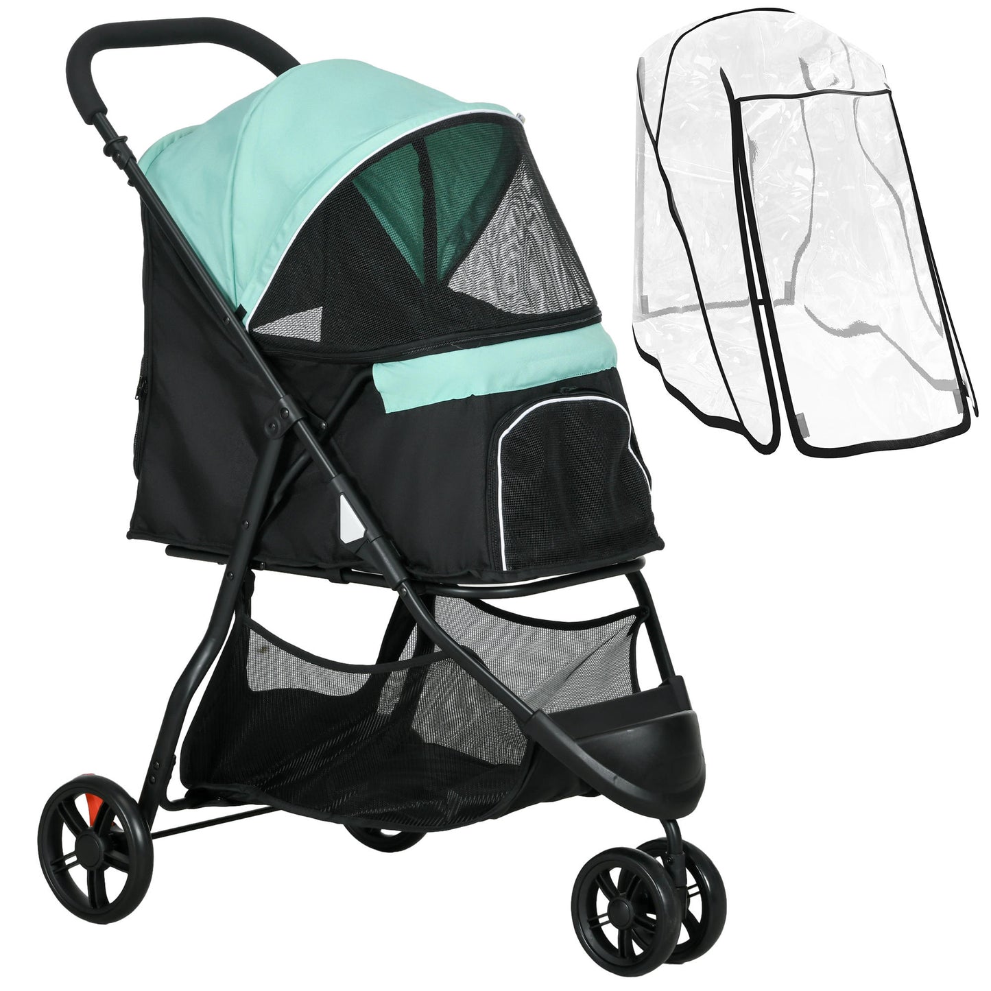 Pawhut Carrito Para Perros Plegable Con Cesta De Almacenaje 80,5x51,5x100 Cm_0