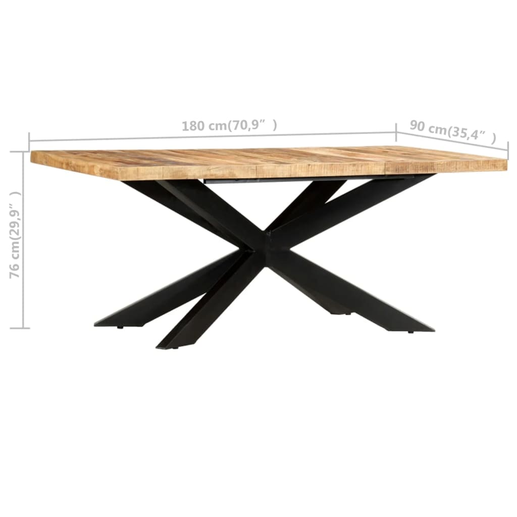 Mesa De Comedor Madera Maciza De Mango Rugosa 180x90x76 Cm_3