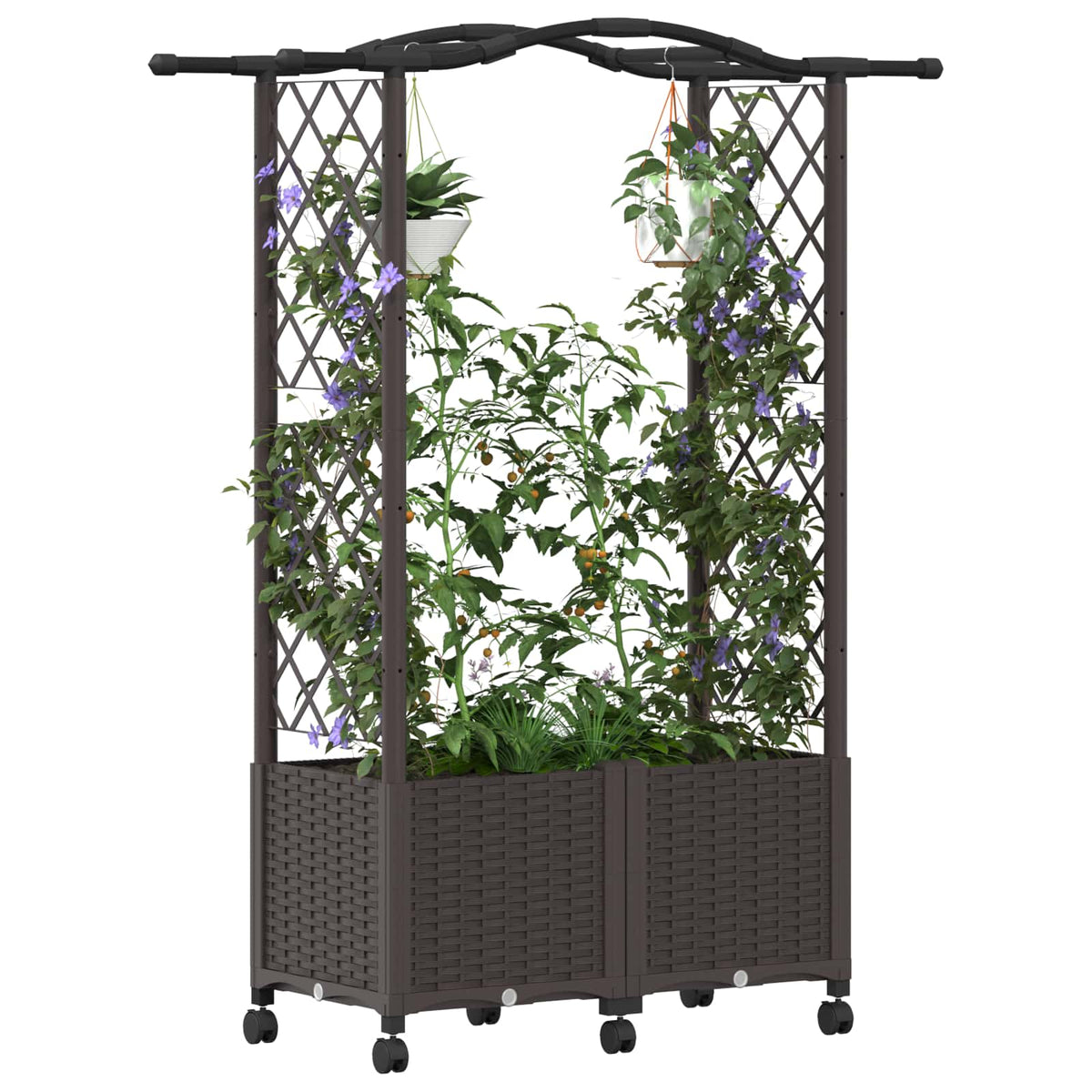 Cama Elevada Con Trellis Y Techo Marrón 125 X 40 X 144 Cm Pp_2