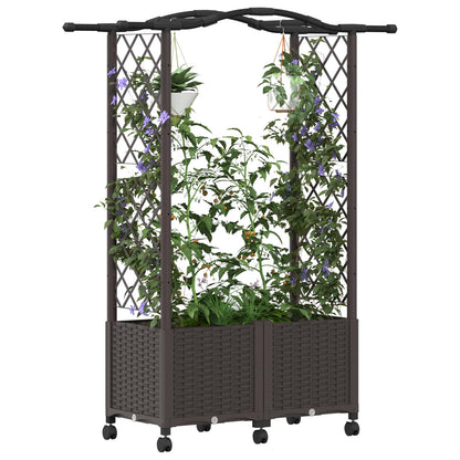 Cama Elevada Con Trellis Y Techo Marrón 125 X 40 X 144 Cm Pp_2