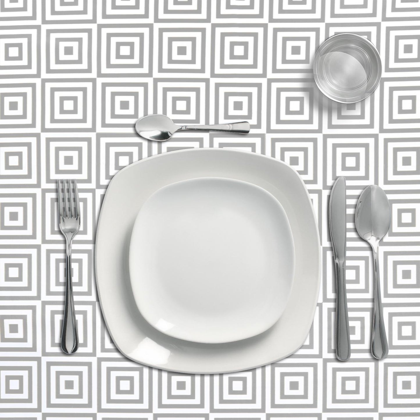 Mantel Hule Rectangular Rombos Grises Impermeable Antimanchas Pvc 140x250 Cm.  Recortable Uso Interior Y Exterior