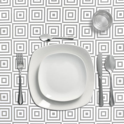 Mantel Hule Rectangular Rombos Grises Impermeable Antimanchas Pvc 140x250 Cm.  Recortable Uso Interior Y Exterior