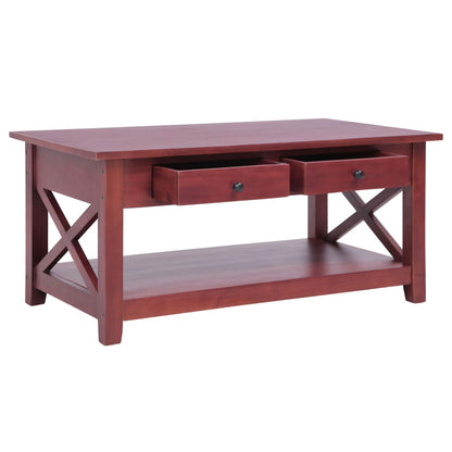 Mesa De Centro De Madera Maciza De Caoba Marrón 100x55x46 Cm_0
