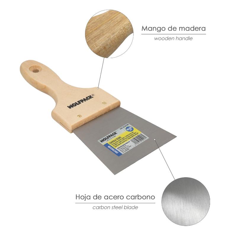 Espatula Techos Mango Madera Hoja Acero 90 X 100 Mm. Espatula Yeso, Espatula Pintor, Espatula Masillas, Espatula Pladur, Etc.