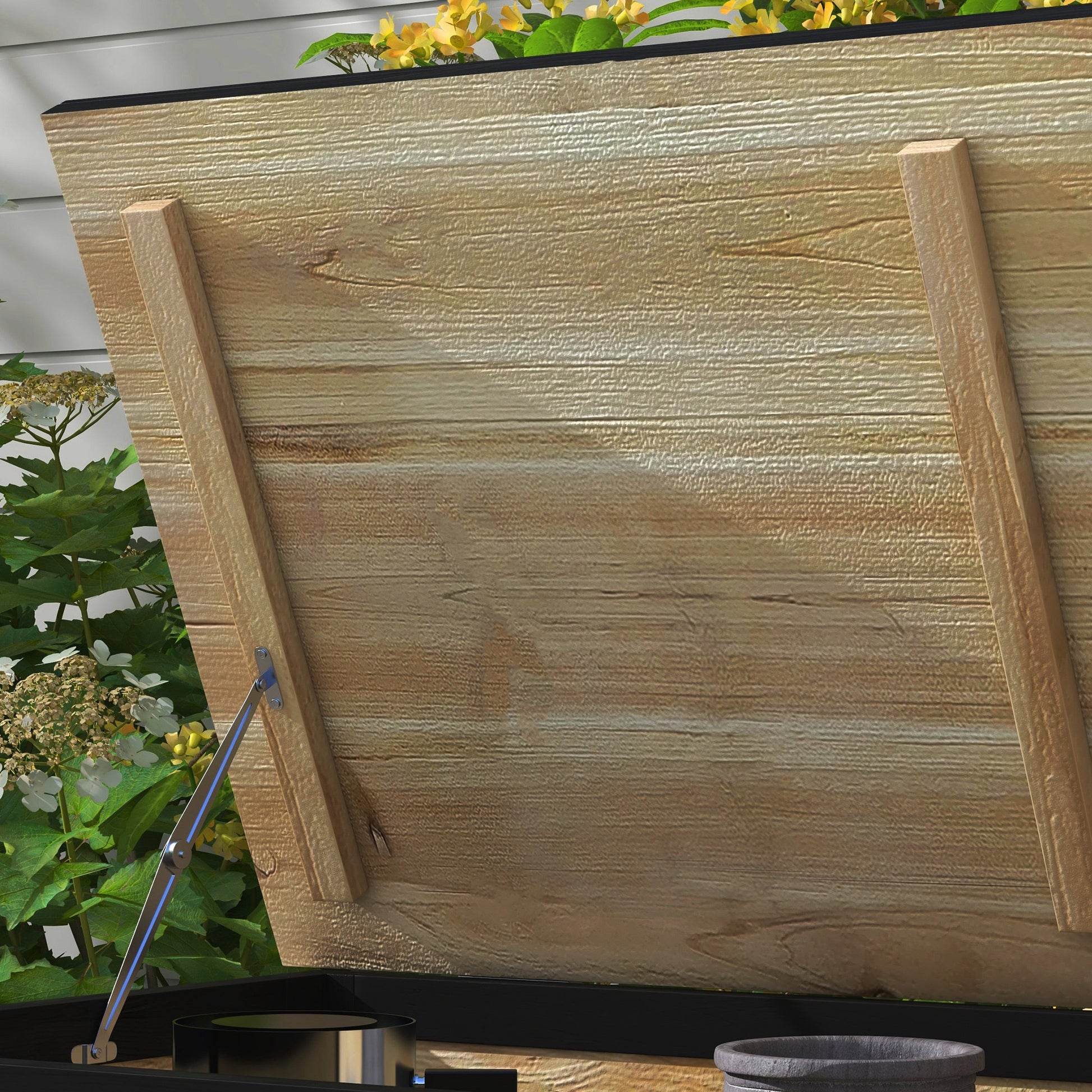 Outsunny Baúl De Exterior Con 4 Ruedas 100x50x43 Cm Natural Y Negro_4