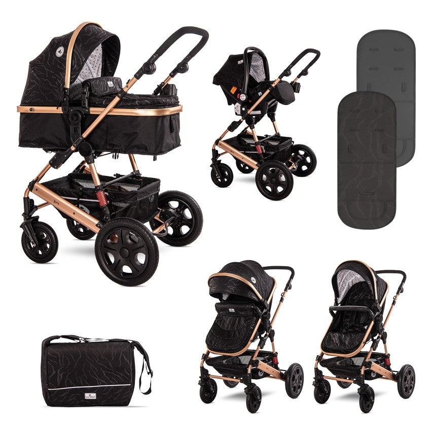 Carro De Bebé Tres Piezas Convertible Lora Hasta 15 Kg Luxe Black_0