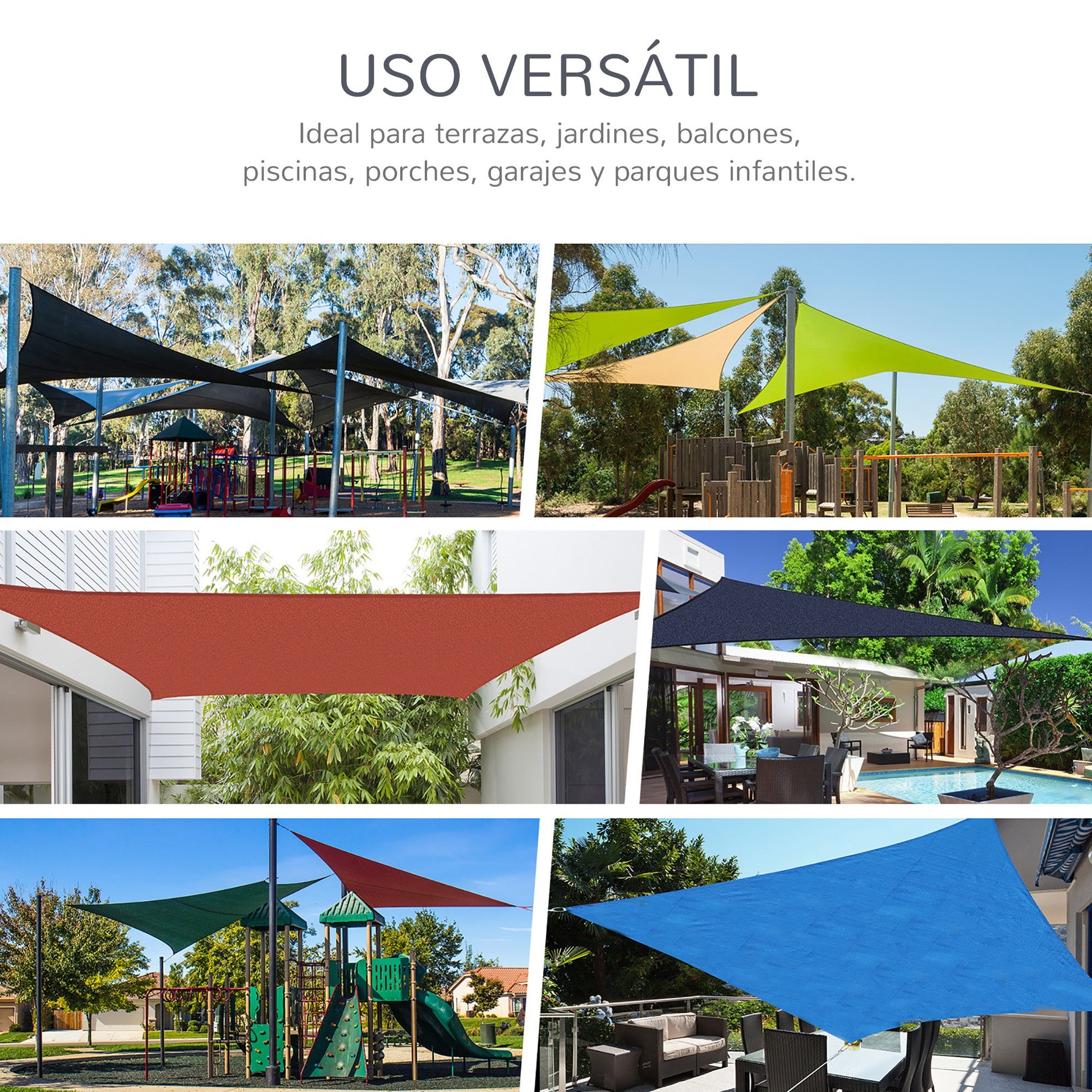 Outsunny Toldo Vela De Sombra Rectangular 4x6 M De Hdpe Gris_3