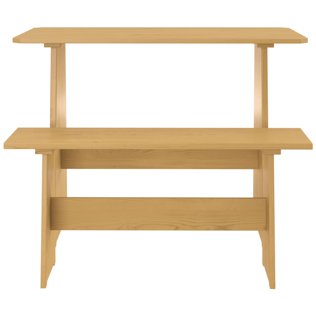 Mesa De Comedor Con Banco Reine Madera Maciza Pino Marrón Miel_0