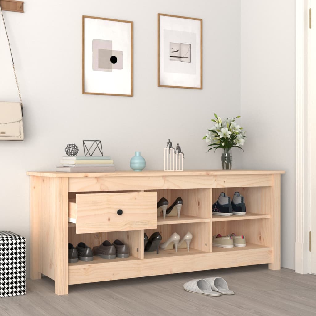 Mueble Zapatero De Madera Maciza De Pino 110x38x45,5 Cm / Vetonek_4