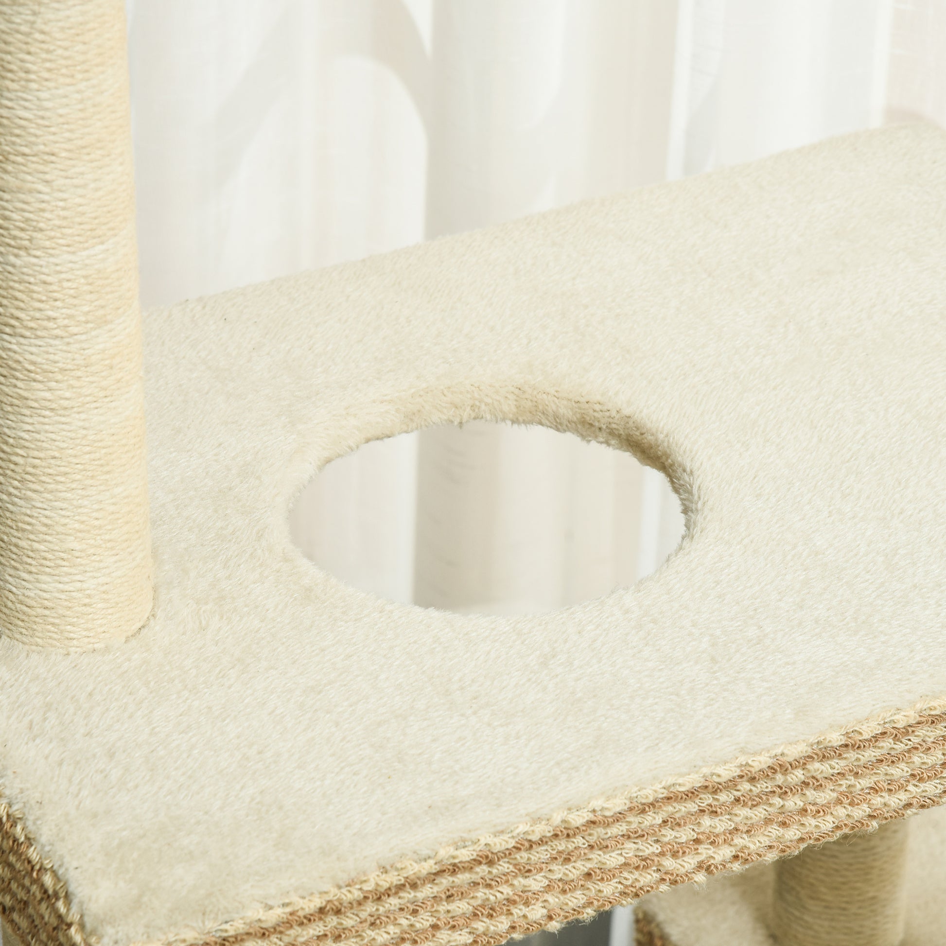 Pawhut Árbol Rascador Gatos Con Cueva Y Múltiples Plataformas 60x40x135cm Beige_3