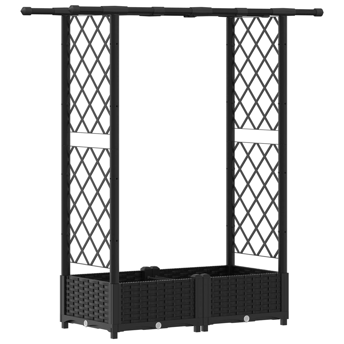 Cama Elevada Con Trellis Y Techo Negro 122,5 X 40 X 121 Cm Pp_0