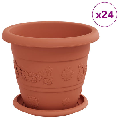 Macetas 24 Uds. Rojo Ladrillo Ø 22 X 18 Cm Plástico_0