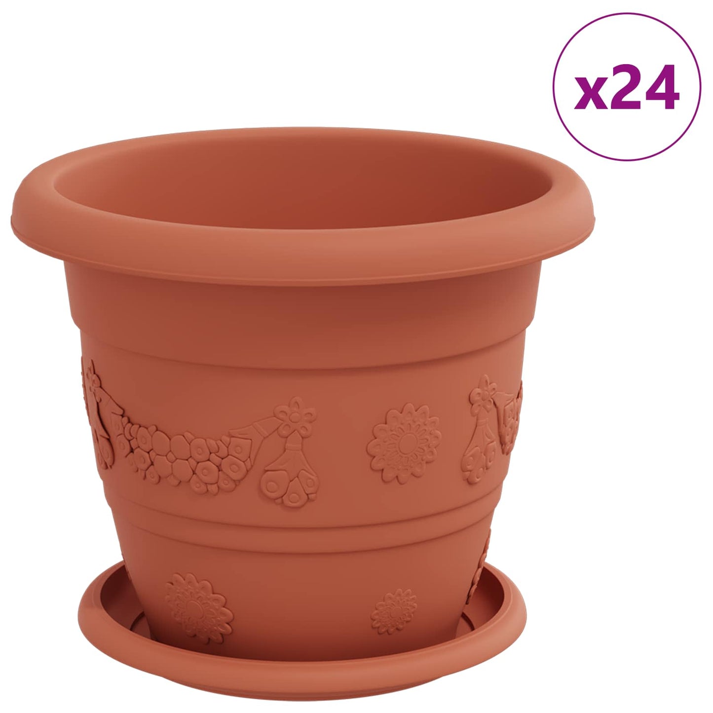 Macetas 24 Pcs Rojo Ladrillo Ø 22 X 18 Cm Plástico_0