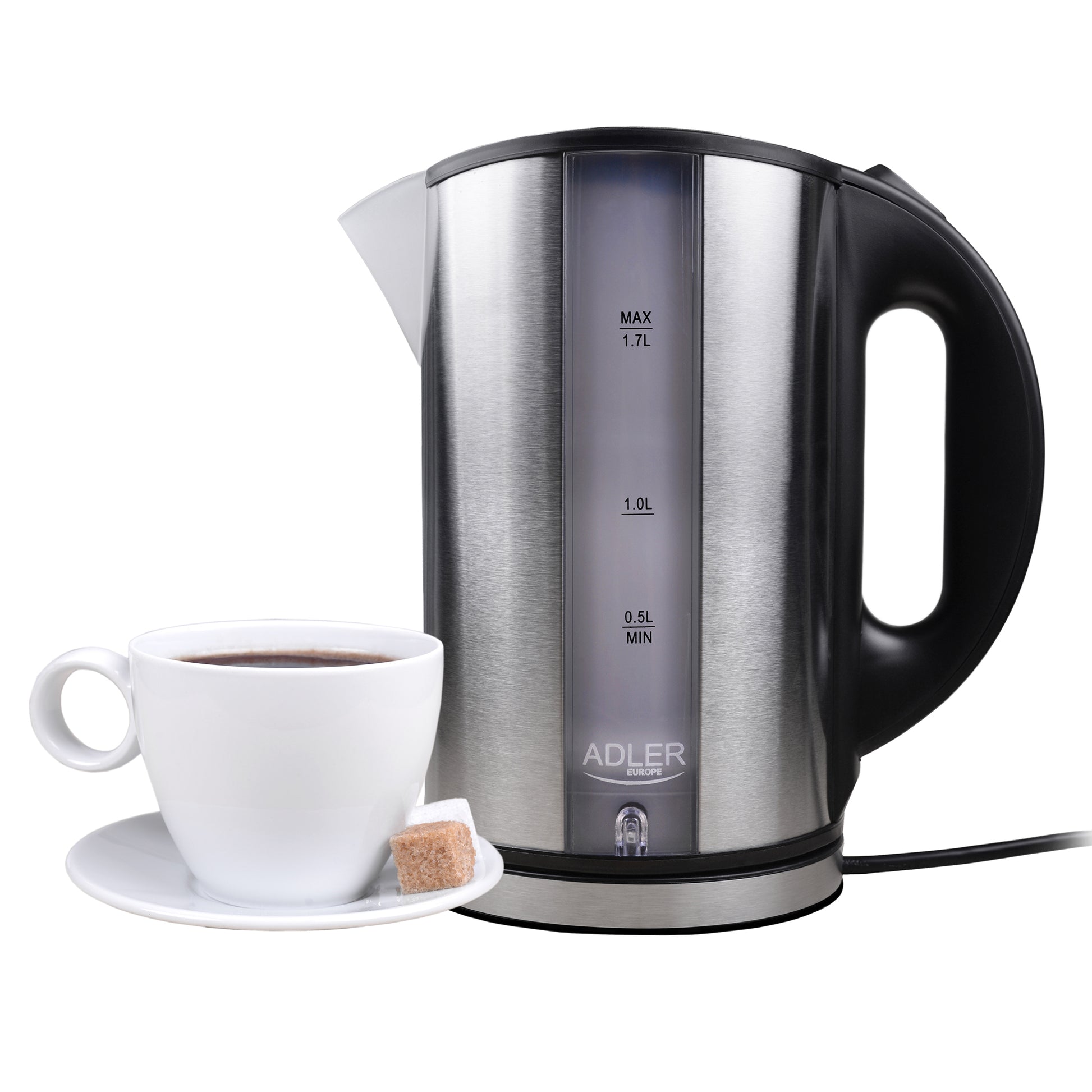 Hervidor Agua Eléctrico, 1,7l, Acero Inox., Resistencia Oculta, Inalámbrico, Apagado Automático Adler Ad 1216, 2200w_0