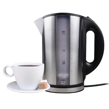 Hervidor Agua Eléctrico, 1,7l, Acero Inox., Resistencia Oculta, Inalámbrico, Apagado Automático Adler Ad 1216, 2200w_0