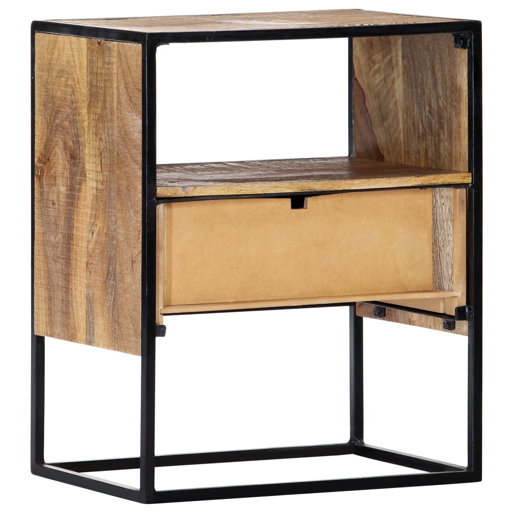 Mesita De Noche De Madera Maciza De Mango 40x30x50 Cm_2