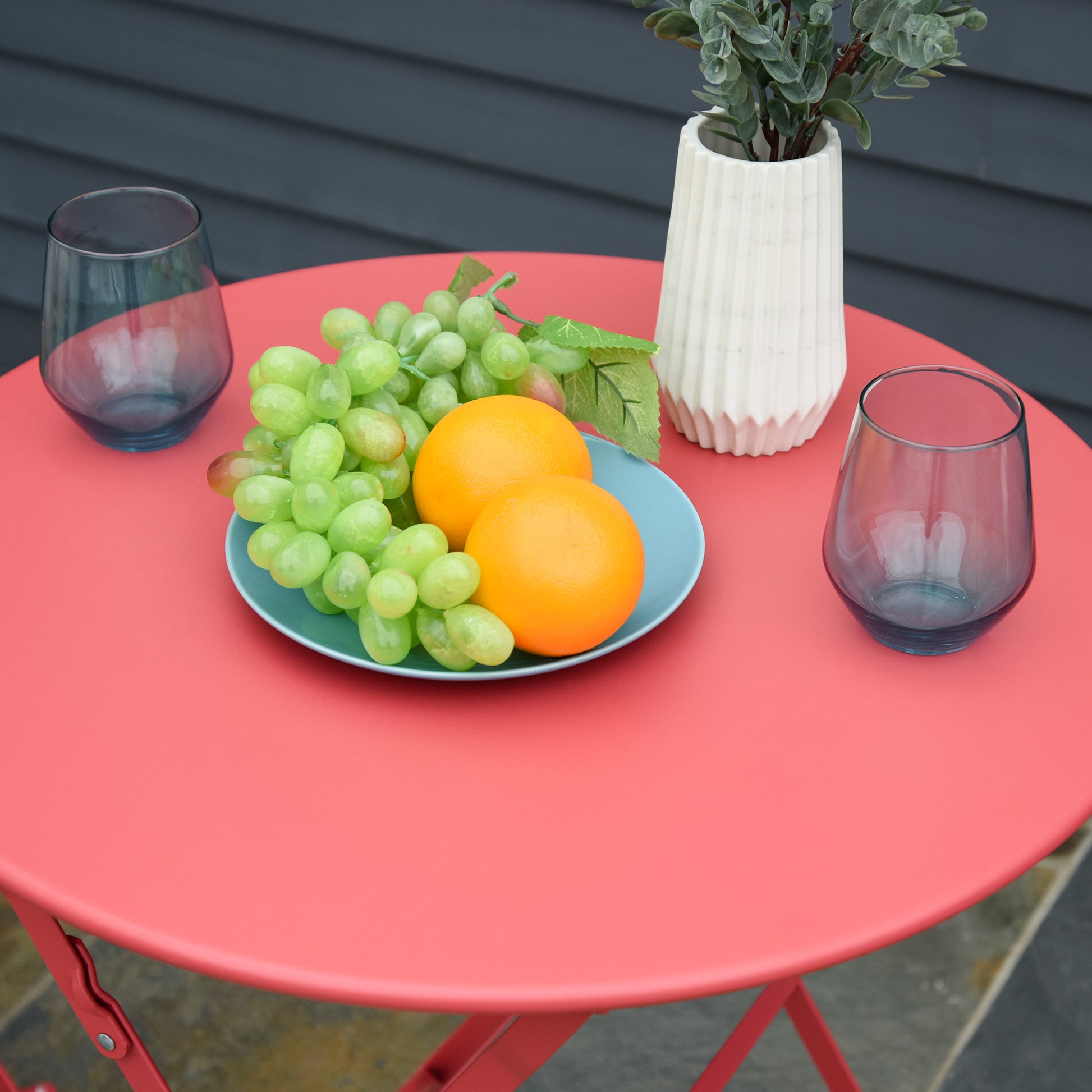 Outsunny Conjunto De Muebles Plegables De Jardín Mesa Y 2 Sillas De Metal Ø60x71_3