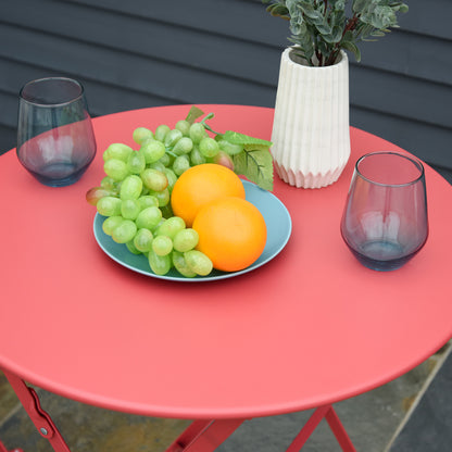 Outsunny Conjunto De Muebles Plegables De Jardín Mesa Y 2 Sillas De Metal Ø60x71_3